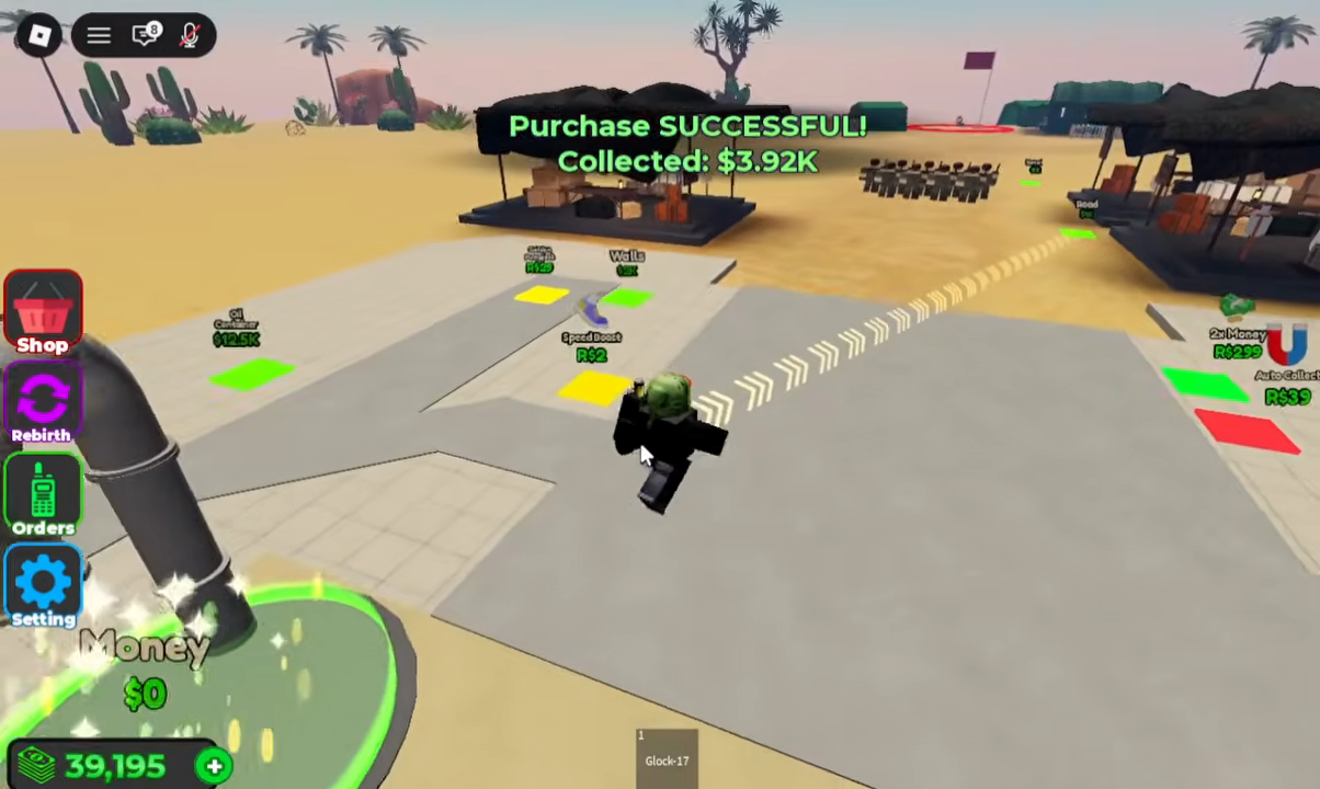 Infantry squad standing in formation on the Military Army Tycoon plot