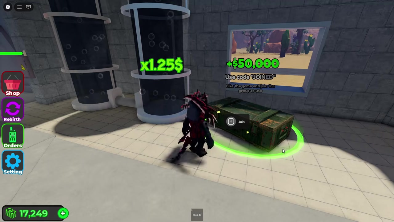 In-world crate advertising JOINED for 50,000 Cash